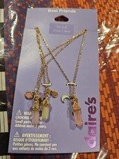 Claire's 3 Pc Crystal Pendant Bff Best Friends Necklace Gold Toned