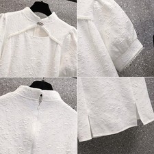 Women Stand Collar Jacquard Cheongsam Dress Short Sleeve Qipao Evening Dress