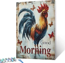 Kit for Kid Canvas Rooster Paint by Numbers Kit for Adults Paint by Number
