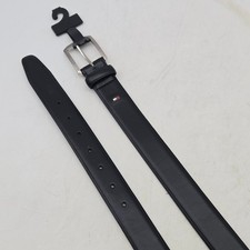 Tommy Hilfiger Belt Black Leather Mens 46-48 XXL 2XL Nickel Buckle New