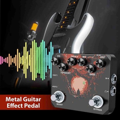 Metal Distortion Guitar Effect Pedal High Gain True Bypass 6 Knob EQ Control