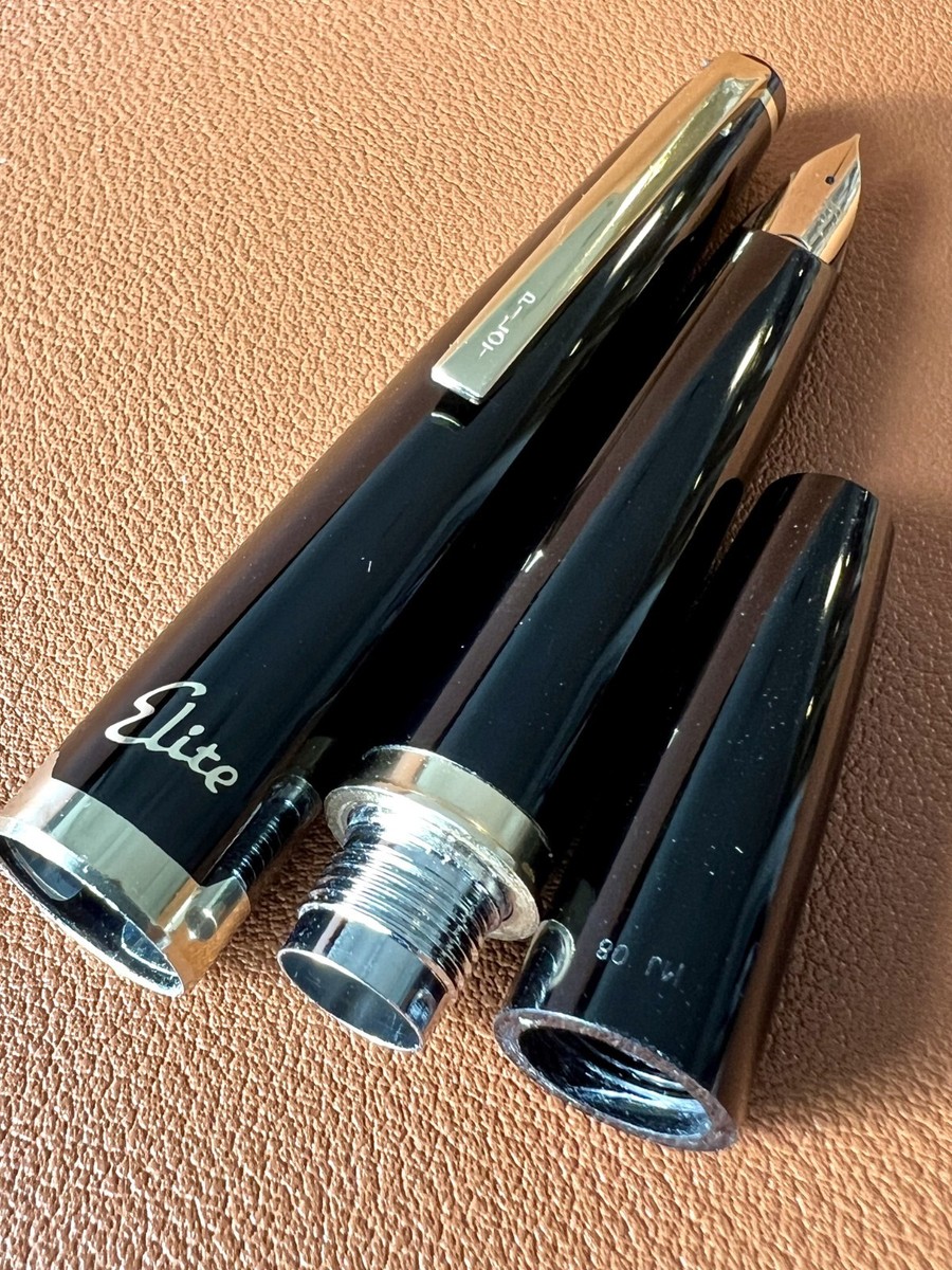 Pilot Elite Black Fountain Pen 18K-750 SF Nib – Vintage Japanese