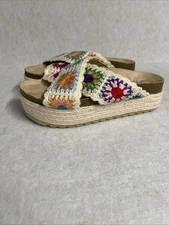 Dirty Laundry Crochet Sandal Natural Color Chunky Platform Sole Women’s Shoe 6.5