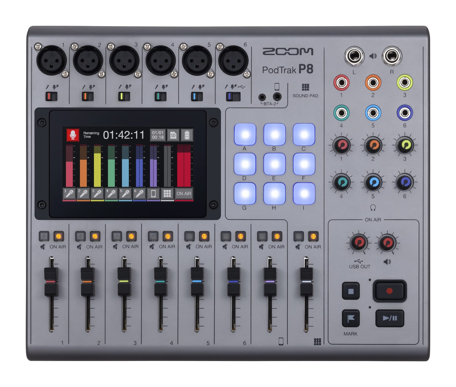 Zoom PodTrak P8 Podcast Recorder, 6 Microphone Inputs, 6 Hea