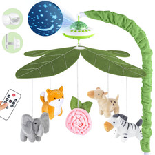 Baby Crib Mobile with Music and Lights - Nursery Mobile with Remote Control, Rot