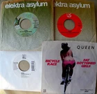 QUEEN lot of four (4) each NEAR MINT original classic ROCK 1970's Elektra 45's