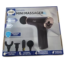 Sealy Portable Mini Massager 6 Intensity Modes 4 Massage Heads Type C Charge