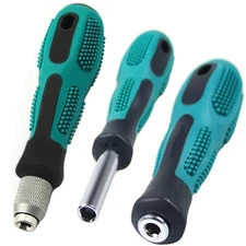 3 Pieces 1/4 Hex Screwdriver Bit Holder Handle Set with 1 x 1/4''Quick Green