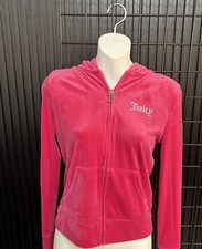 Juicy Couture Pink Velour Full Zip Hoodie Women's XS Long Sleeve Designer Y2K
