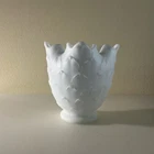 Vintage 1950’s IMPERIAL GLASS White Vase Pinched Edge Artichoke Design 5” Preown