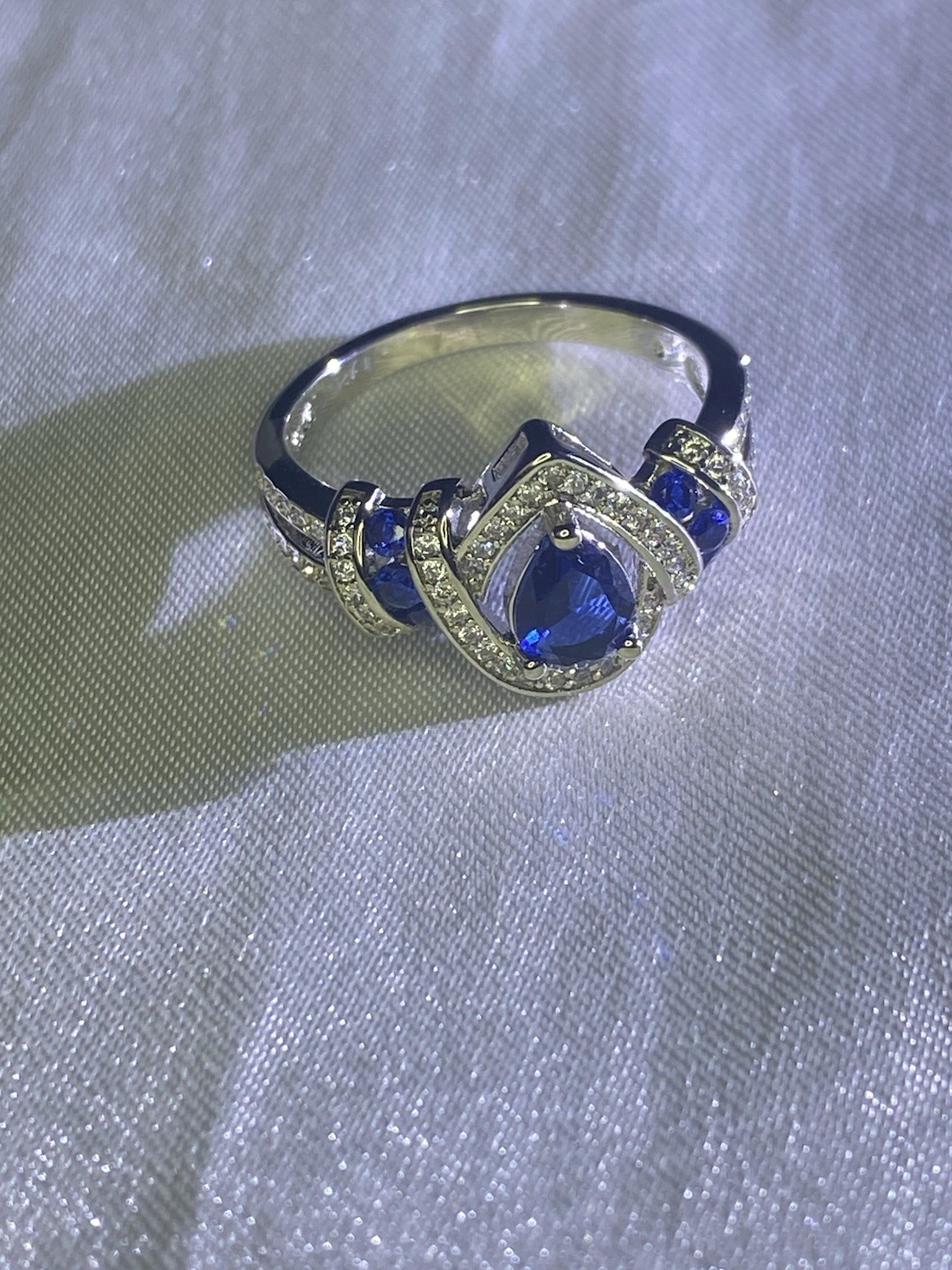 Bague en argent 925 saphir bleu, cadeau d'anniversaire idéal