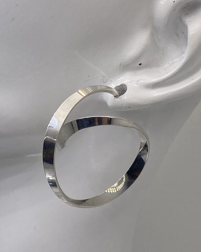 Solid Sterling Silver 925 Twisted Hoop Stud Earrings