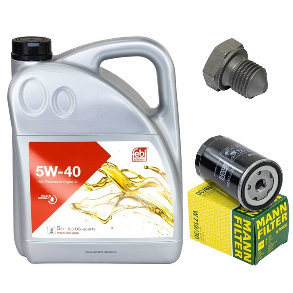 MotoröL Filter Set Febi 5W-40 5 Liter + ÖLablassschraube FüR Vw Golf Iii Audi A6-image