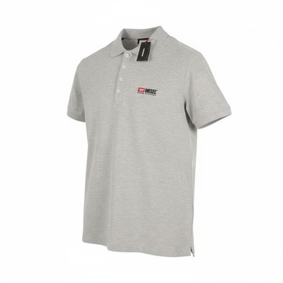DIESEL T-Weet-Div Polo Herren T-Shirt M Grau Melange Halb Knopf Lässig