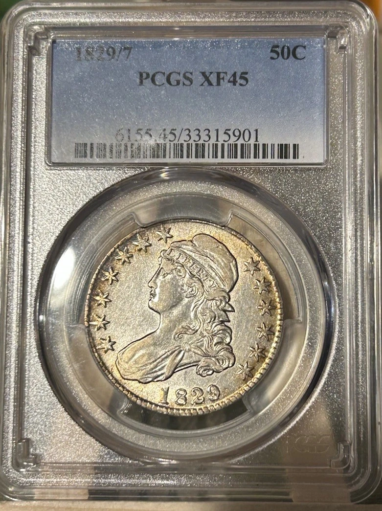 Uncirculated 1829 Year US Early Half Dollar Coins (1794-1839) for