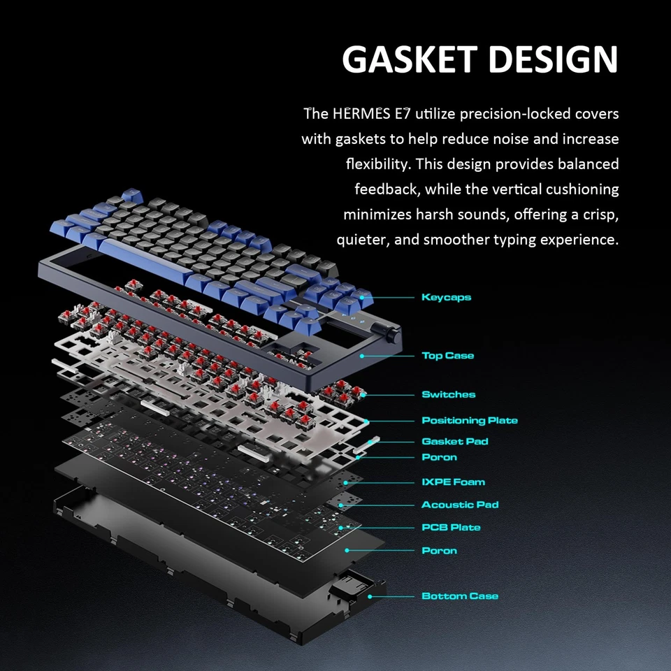 Hermes E7 Wired Gasket 75% RGB Mechanical Keyboard, Volumn Control Knob, Hot ... - Image 3 of 4