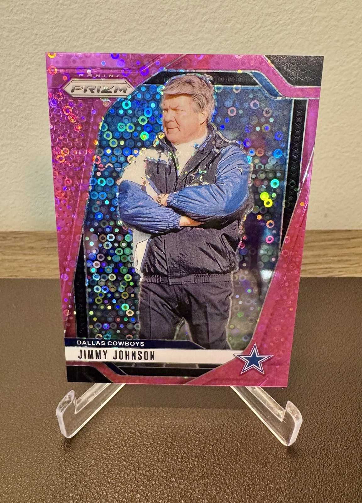 2024 Prizm No Huddle Jimmy Johnson Pink Disco #/25 SSP  Cowboys HOF