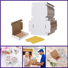 6x4x1 Shipping Boxes Set of 50, White Small Corrugated Cardboard Box, Mailer Box