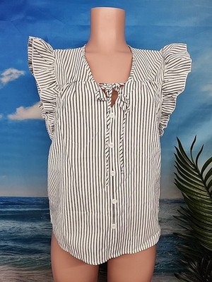 Nwt Cupshe Women White Black Sleeveless  Shirt Medium 