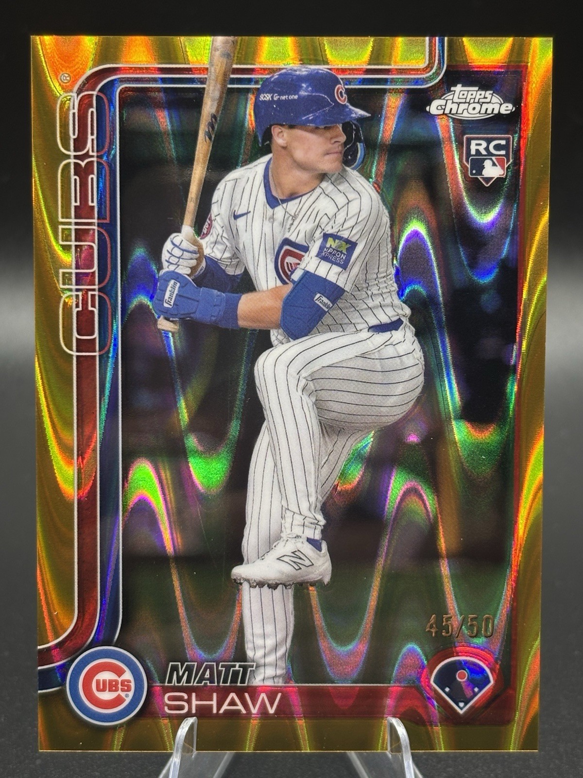 2025 Topps Chrome - Rookie Matt Shaw #219 Gold RayWave Refractor /50 - Cubs