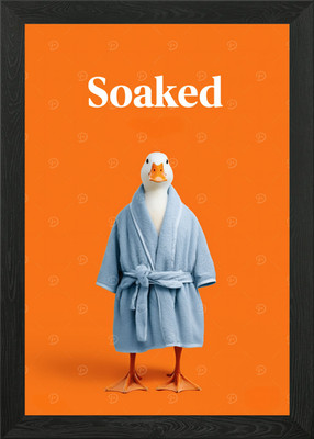 Soaked  Funny Duck in Bathrobe Pos Framed Wall Art Poster Canvas Print Picture