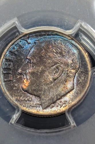 1956-P Roosevelt Dime Pcgs MS/66 Awesome Toned Nice Clean Surfaces
