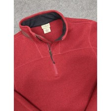 L.L.Bean Mens Pullover Fleece Quarter Zip Sweater Red Medium M/Reg OHMJ9