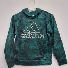 ADIDAS Youth 10/12 Hoodie, Green and Black, Front Logo, Hooded