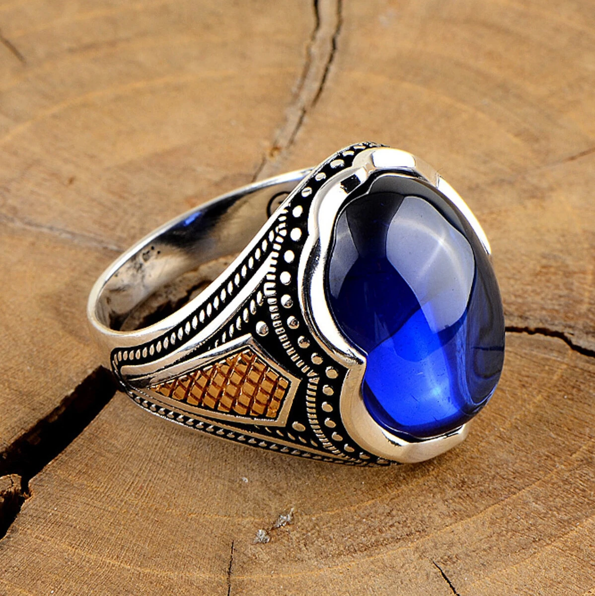 Silver ring sale with stone men