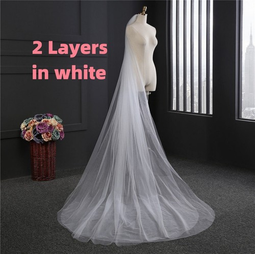 3M Women Ivory Creamy White Bride Bridal long Wedding head hair Veil with comb - 第 10/13 張圖片
