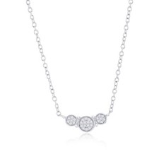 Sterling Silver Triple Round Diamond Necklace - 28 Stones 