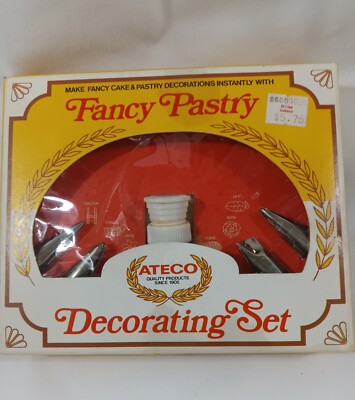 ATECO Vintage Fancy Pastry Cake Decorating 6pc Basic Designs Set 