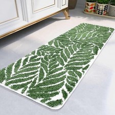Bathroom Runner Rug - 4ft Long Bathroom Rug Green Long Bath Mat Leaf Bedroom
