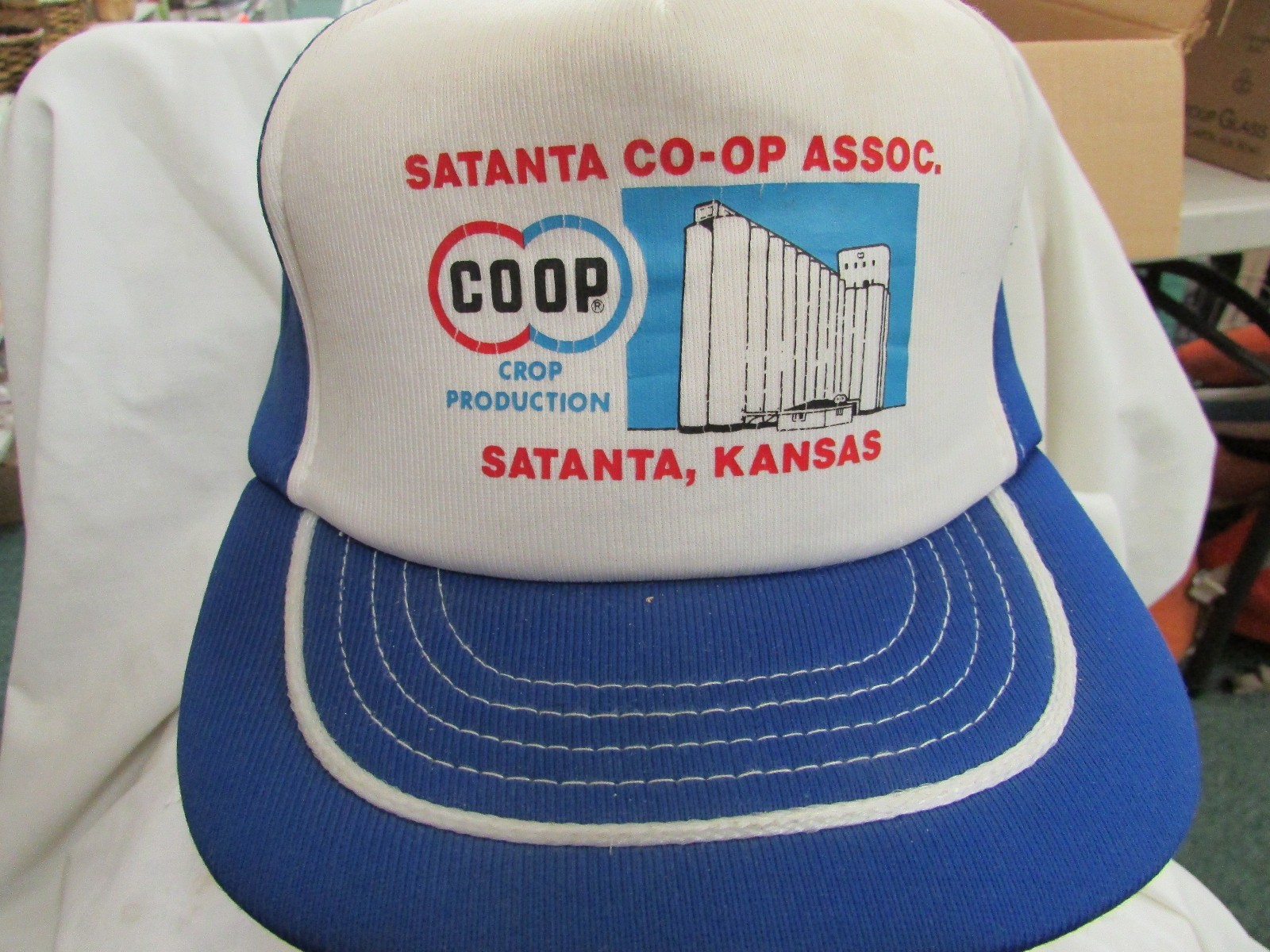 trucker hat baseball cap SATANTA KANSAS flat brim