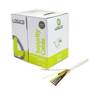 18 Gauge 6 Conductor 18/6 AWG CL2 Stranded Shielded White 500' ft Security Cable