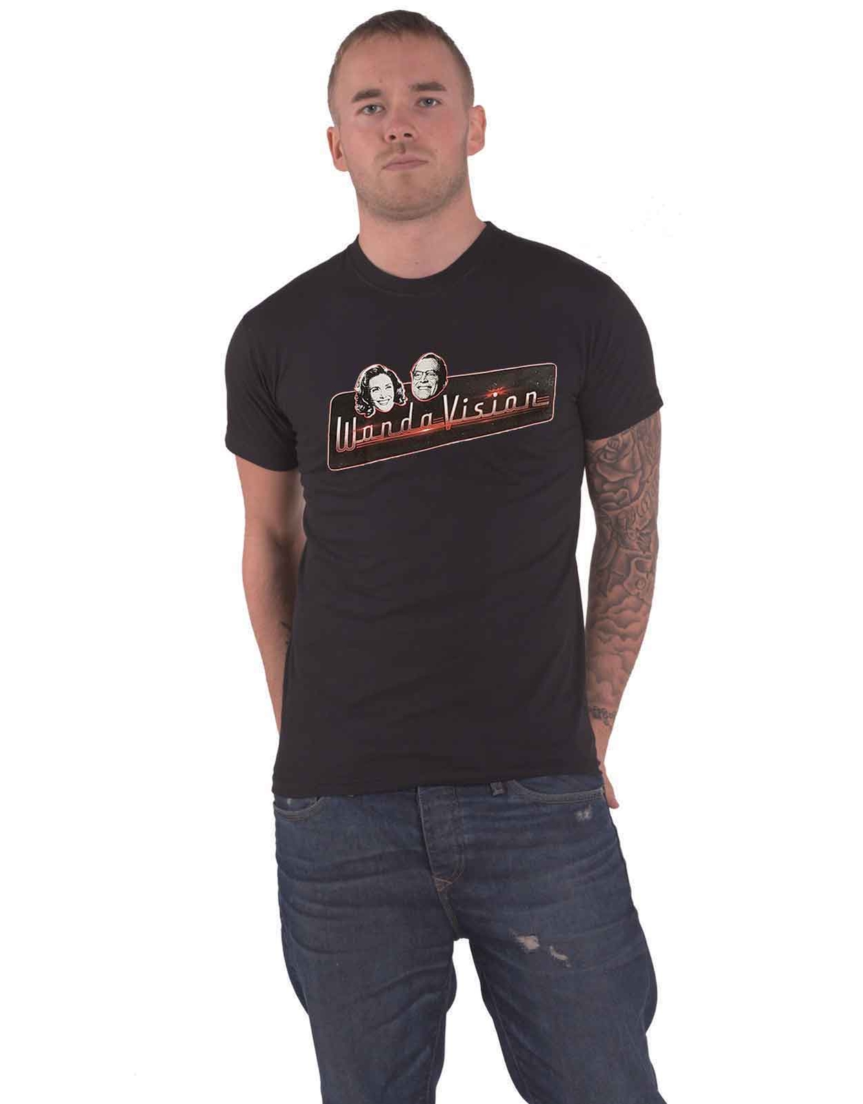 WandaVision Red Logo Official Marvel Comics Mens Black T-Shirt