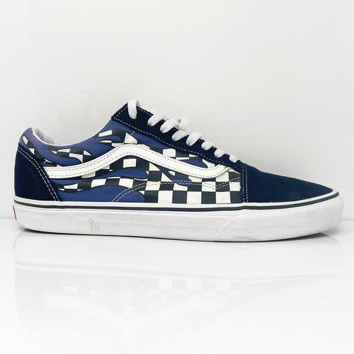 blue checkered flame vans