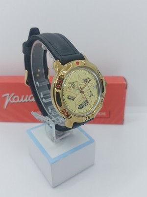 Montre Militaire Vostok Komandirskie / Amphibia 2414 - Mécanique Manuelle, Boîtier Acier, Bracelet Cuir - Neuf Avec étiquettes