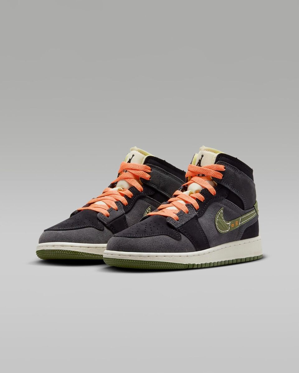 Nike Air Jordan 1 Mid SE Craft (GS) Shoes Anthracite Olive Nike Air Jordan 1 Mid SE Craft (GS) Shoes Anthracite Olive