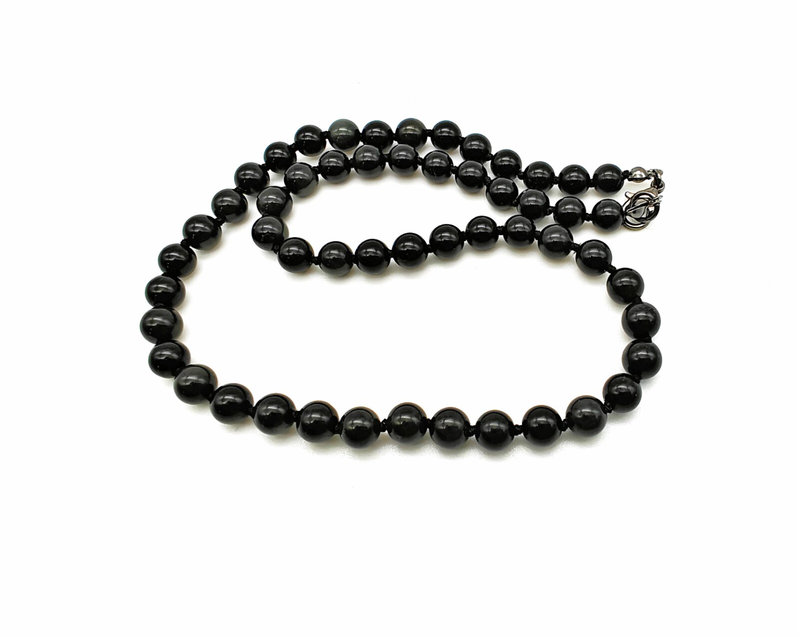 Collier en obsidienne noire naturelle 6 mm, le ras du cou d'exception de 40 cm