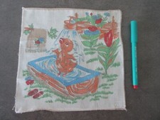 Lustiges Vintage Kinder Taschentuch Baumwolle K&uuml;kendusche 21 x 21,5 cm