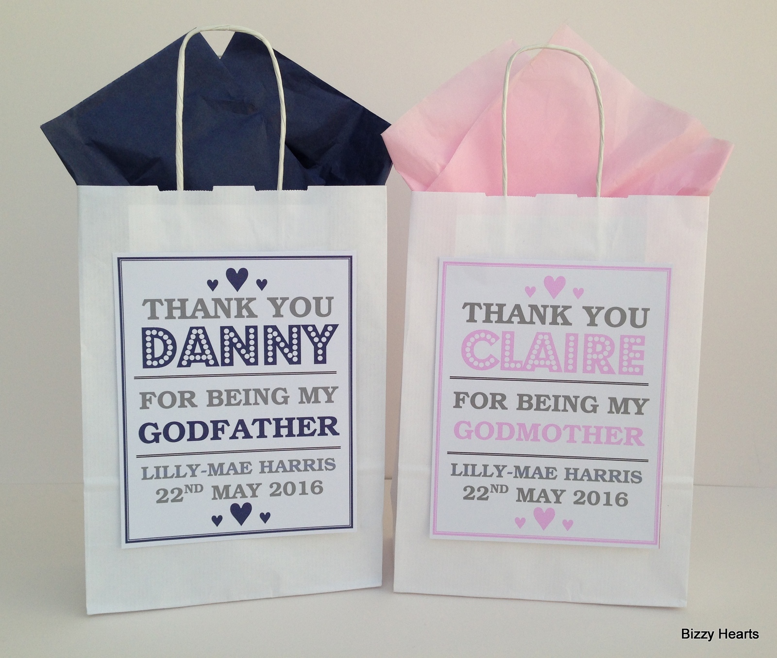 Personalised Christening Gift Bag Baby Shower Favour Thank You