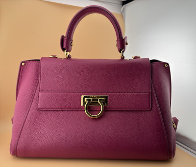 Salvatore Ferragamo Sofia Handbag Gancini Calfskin Leather stunning Fuchsia