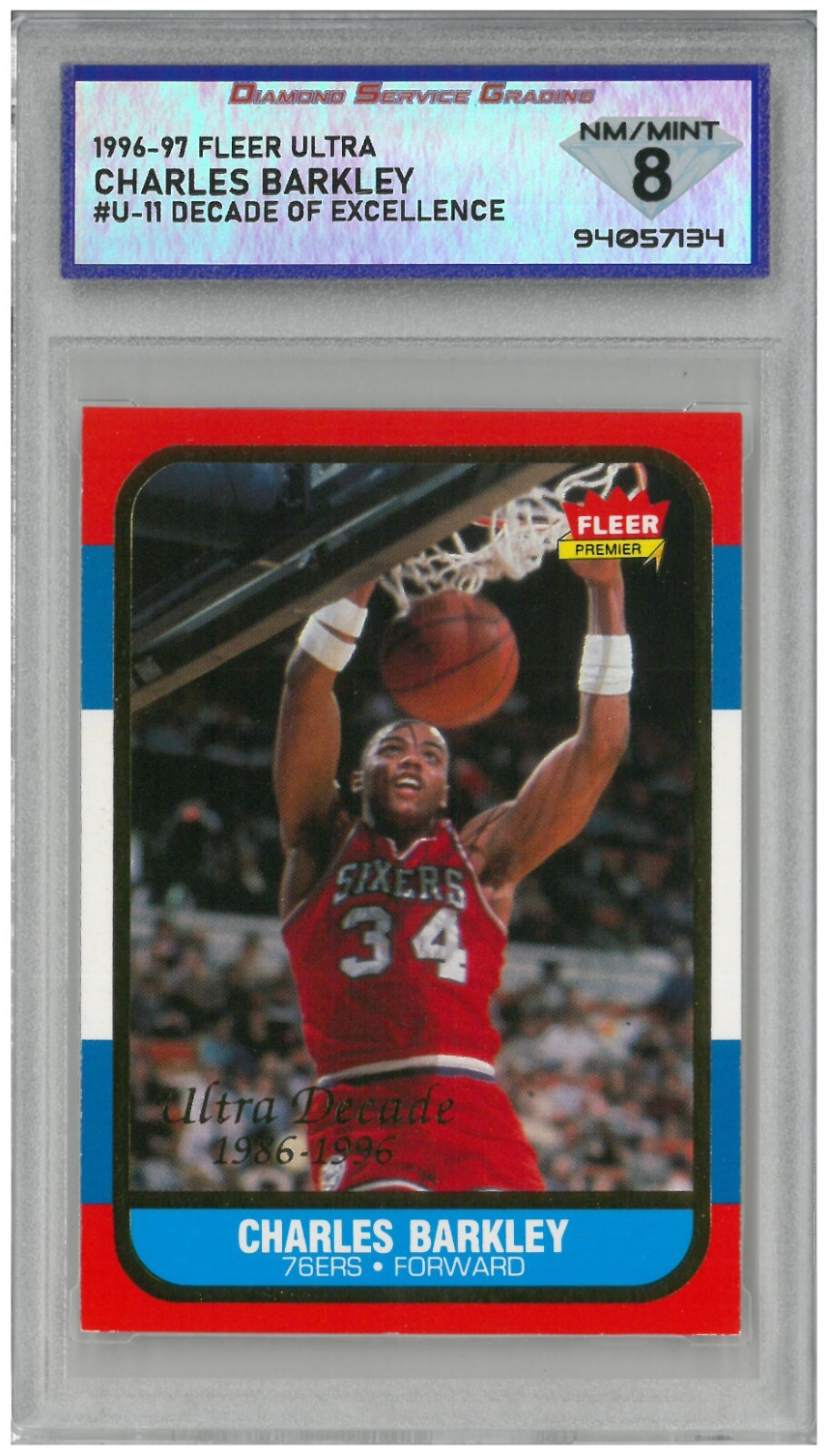 1996-97 Fleer Ultra CHARLES BARKLEY #U-11 Decade of Excellence💎 DSG 8  NM/Mint | eBay