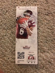 Details About 2017 Mississippi State Vs Alabama Crimson Tide Football Ticket Stub 1111