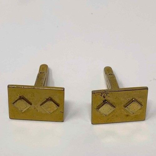 Vintage Quality Gold Tone Cufflinks Diamond Design
