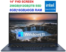 2024 ASUS Vivobook 14" FHD Laptop, 6-Core Intel i3-1215U, Upto 40GB RAM& 2TB SSD