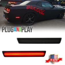 2PCS Smoked Lens Red LED Rear Side Marker Lights For 2015-2023 Dodge Challenger