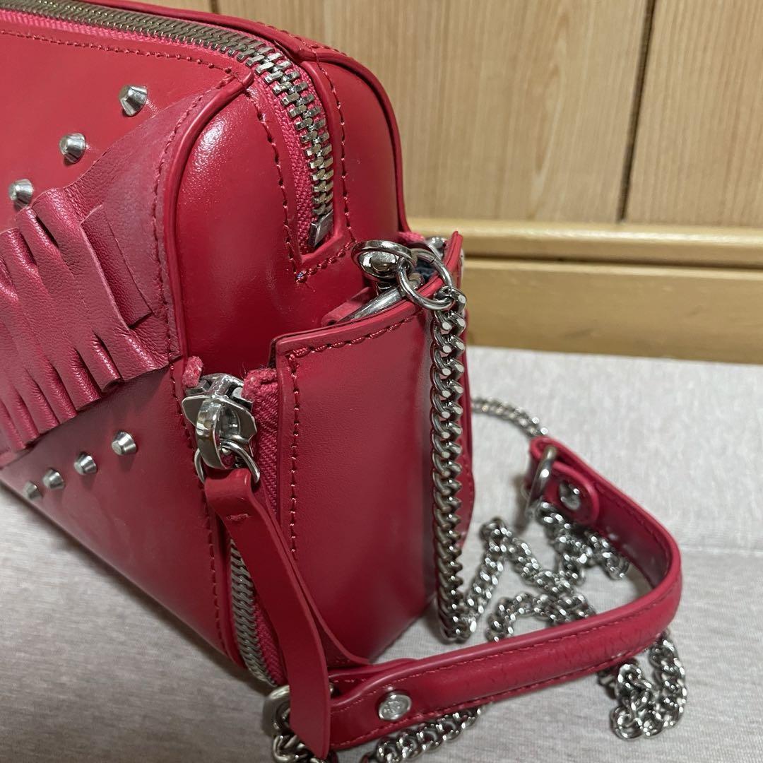 Diesel Women LE-BHONNY LE-ZIPPER Chain Shoulder Bag Red