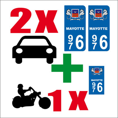 2 Sticker Style AUTO Plaque Bleu Département 54